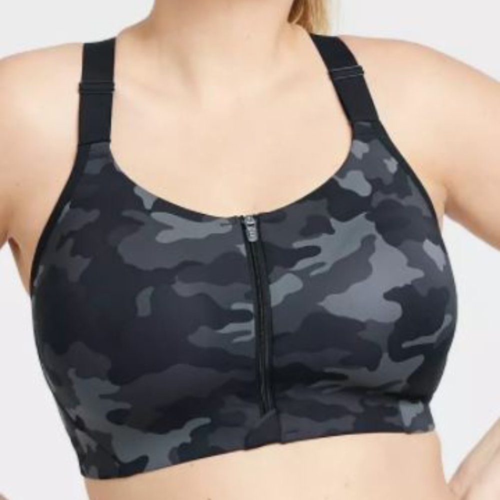 Women's High Support Zip-Front Bra 34D - NWT  Camo